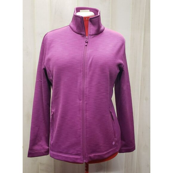 T By Talbots Zip-Up Jacket, Purple, size L, Pockets, Polyester/Spandex Fleece - Picture 1 of 9